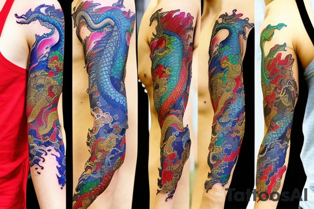 Complete arm with kobi to dragon with Google colour tattoo idea