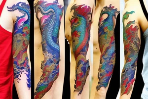 Complete arm with kobi to dragon with Google colour tattoo idea
