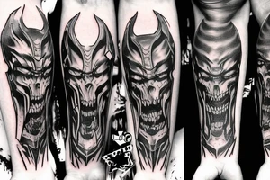 Doom slayers mark from the game doom eternal on the right forearm tattoo idea