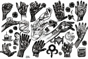 something passes from one hand to the other with the help of something tattoo idea