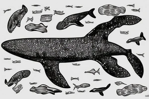 southern right whale swimming upwards from the side tattoo idea