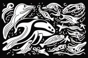 southern right whale swimming upwards from the side tattoo idea