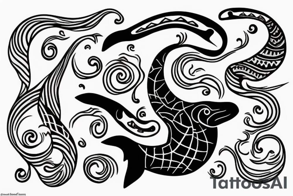 southern right whale swimming upwards from the side tattoo idea