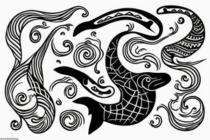southern right whale swimming upwards from the side tattoo idea