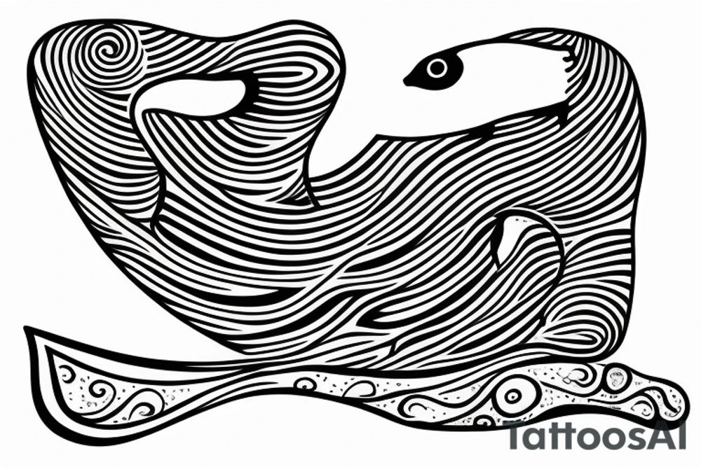 southern right whale swimming upwards from the side tattoo idea