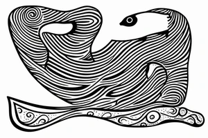 southern right whale swimming upwards from the side tattoo idea