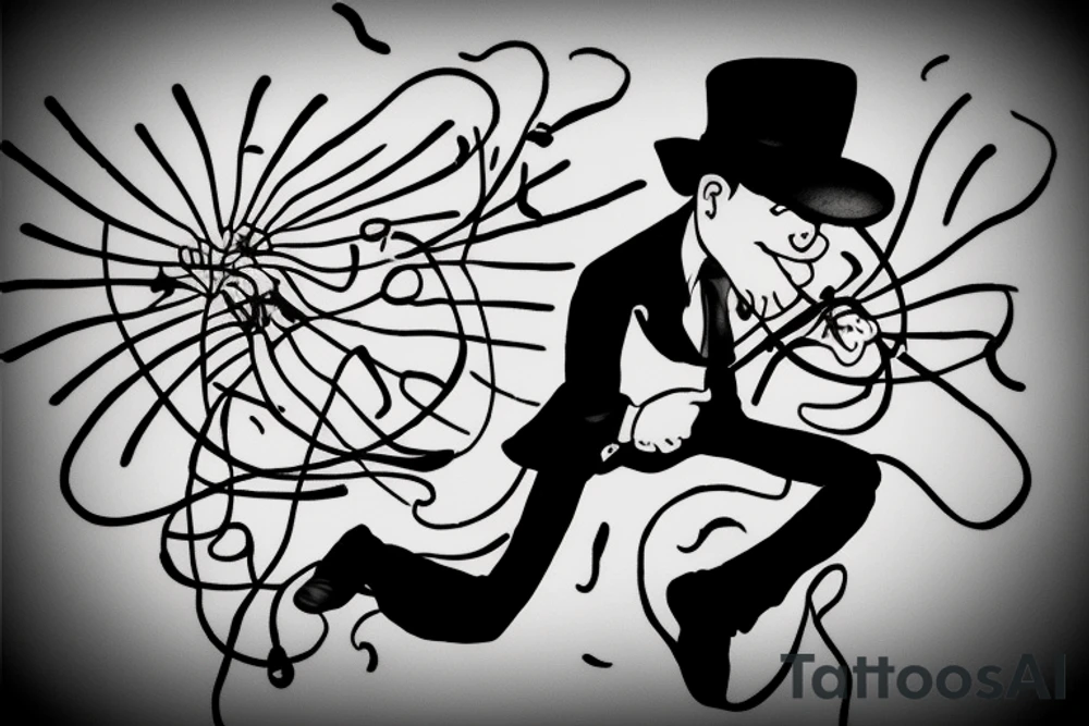 man with black hat falling down with baloons tattoo idea man with black hat falling down with baloons tattoo idea