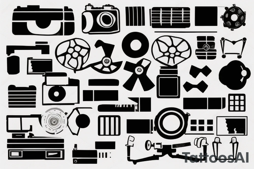 minimalist cinema camera tattoo idea