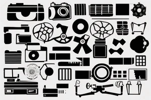 minimalist cinema camera tattoo idea