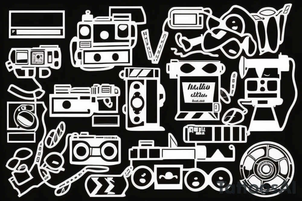 minimalist cinema camera tattoo idea