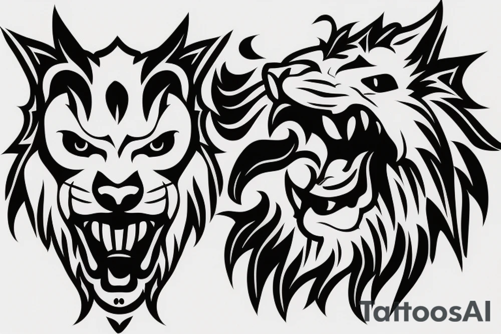 For the chest, a minimalistic roaring lion with very sharp tooth which represents Galatasaray football team tattoo idea