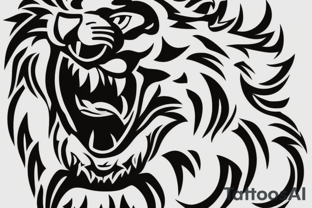 For the chest, a minimalistic roaring lion with very sharp tooth which represents Galatasaray football team tattoo idea