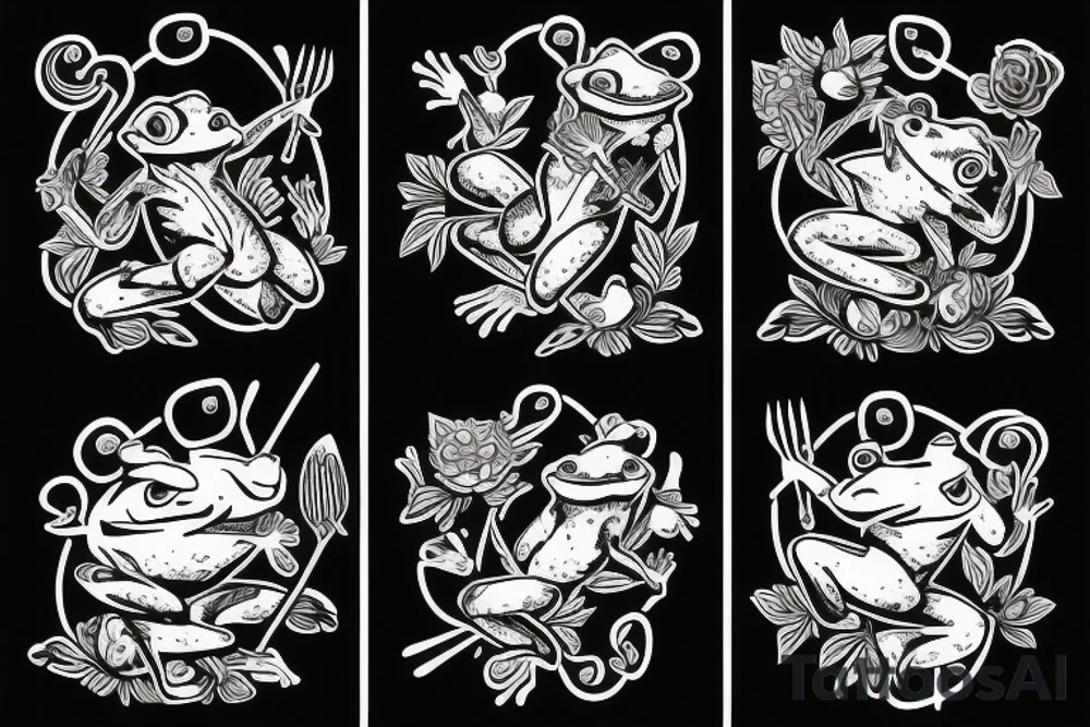 Frog with knife tattoo idea