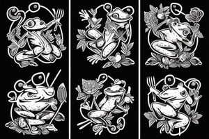 Frog with knife tattoo idea