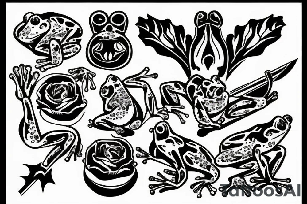 Frog with knife tattoo idea