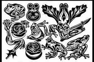 Frog with knife tattoo idea