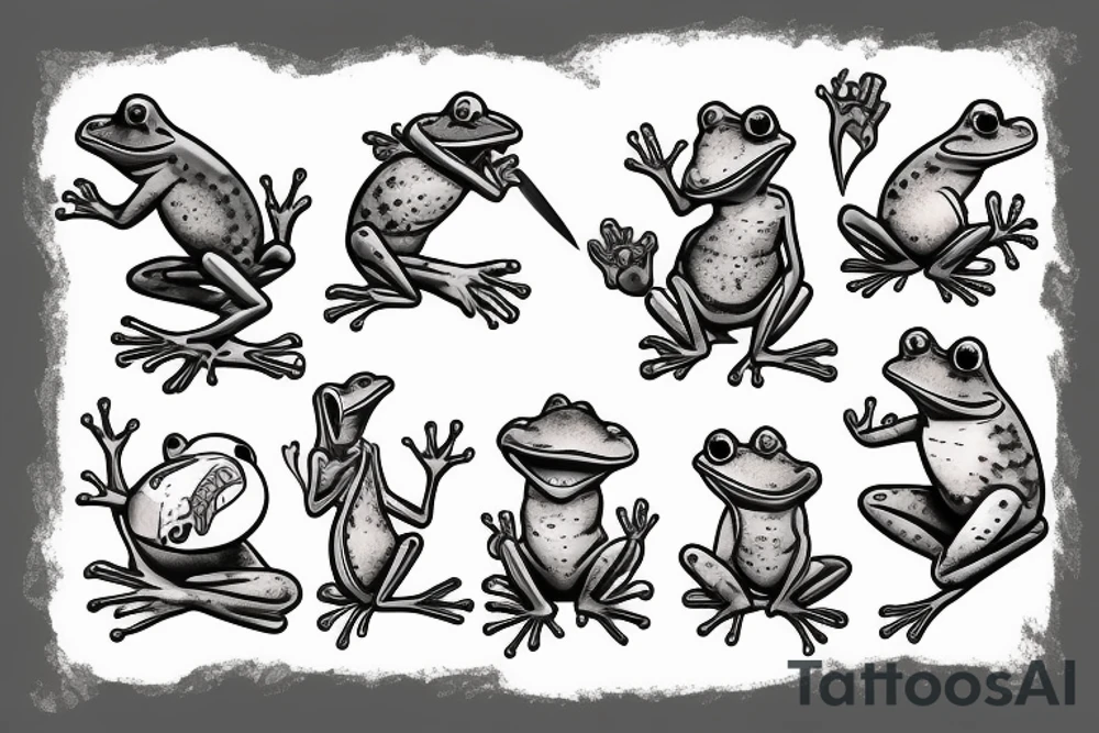 Frog with knife tattoo idea