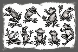 Frog with knife tattoo idea