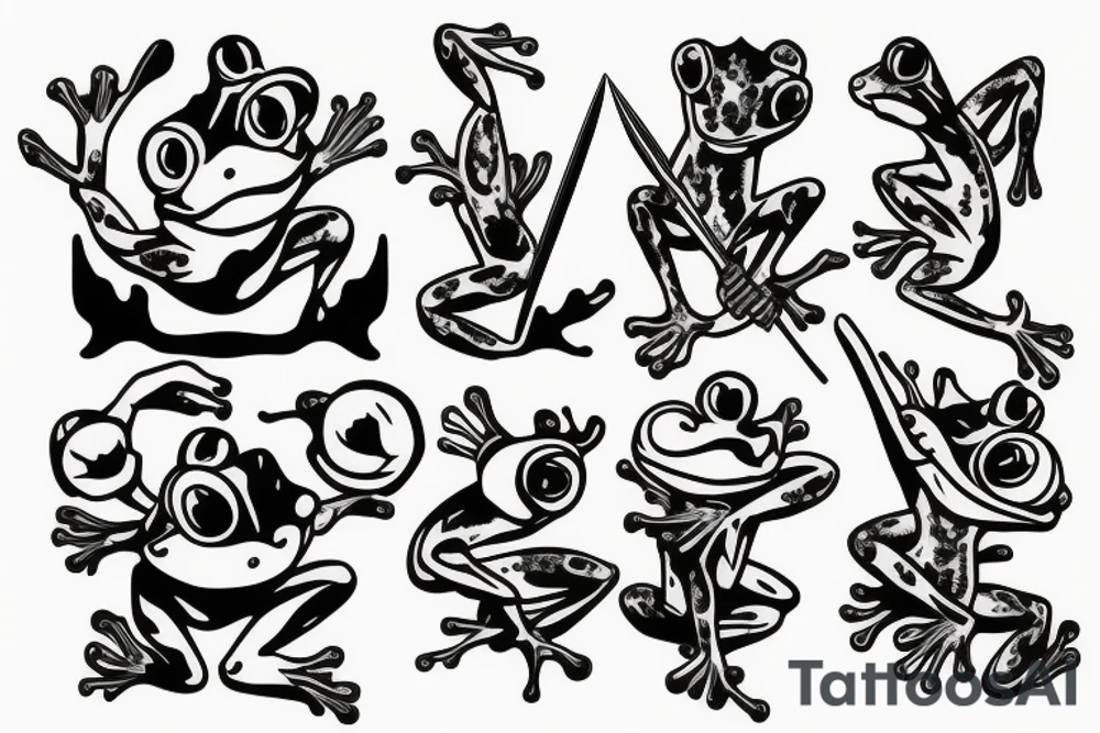 Frog with knife tattoo idea