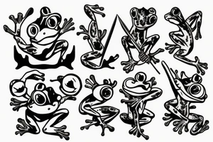 Frog with knife tattoo idea