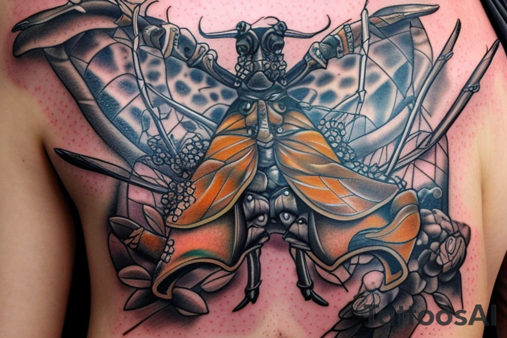 toad warrior on a stag beetle tattoo idea
