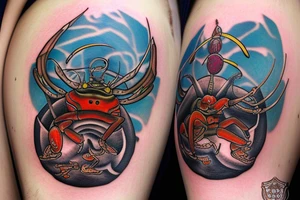 toad warrior on a stag beetle tattoo idea