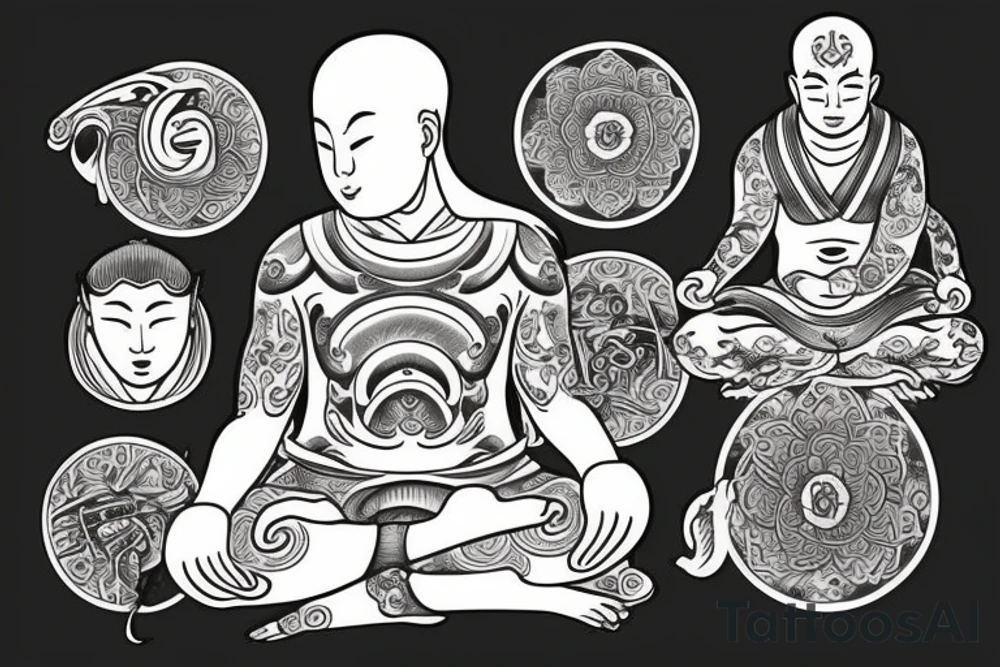 Meditating monk tattoo idea