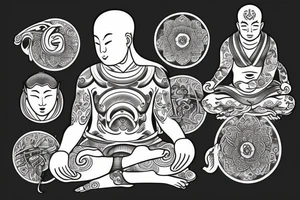 Meditating monk tattoo idea
