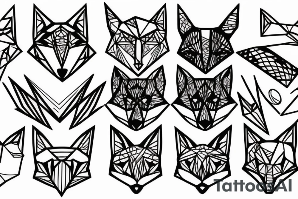 geometry right fox face tattoo idea