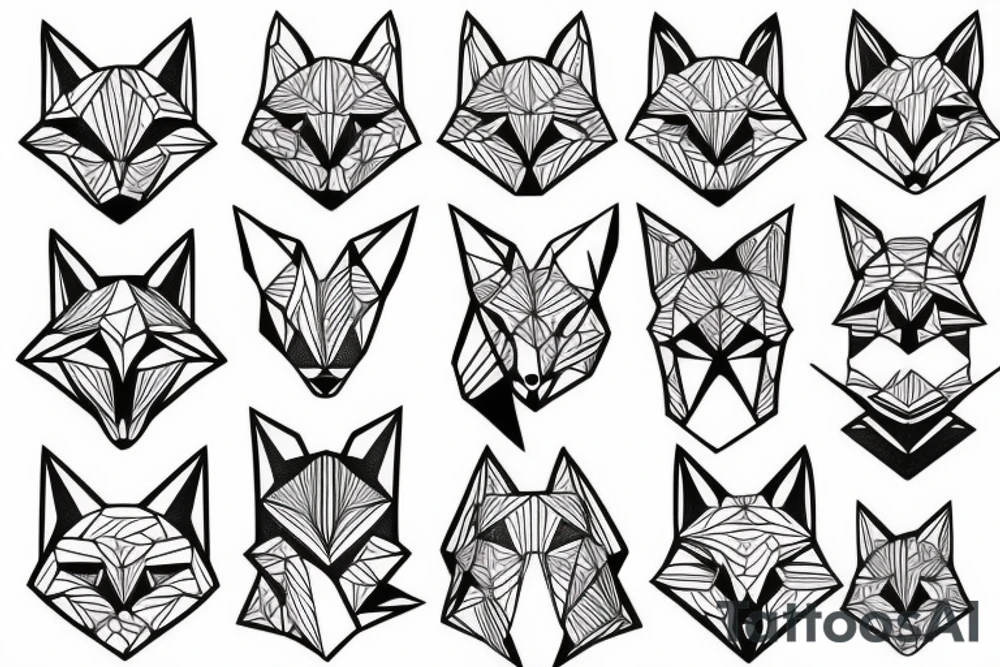 geometry right fox face tattoo idea