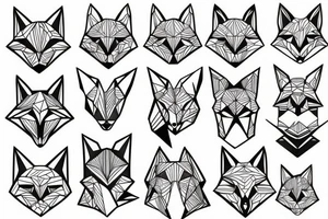 geometry right fox face tattoo idea