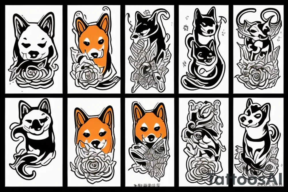 Shiba inu demons tattoo idea
