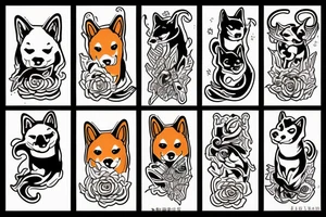 Shiba inu demons tattoo idea