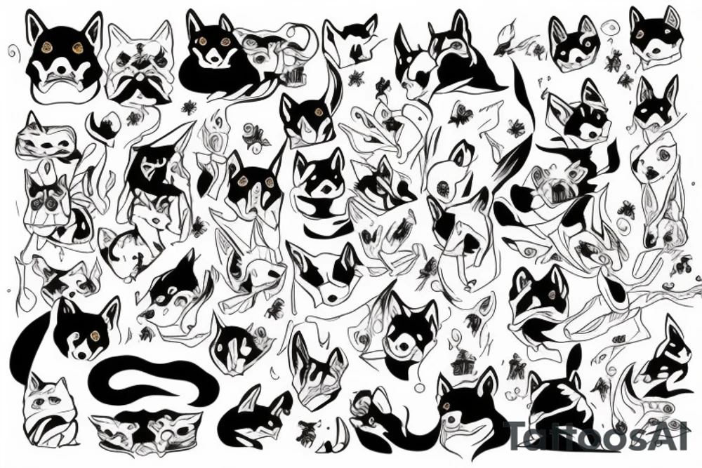 Shiba inu demons tattoo idea