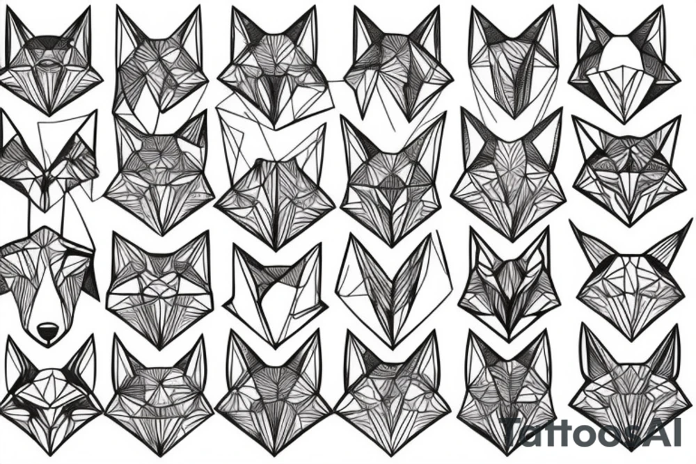 geometry right fox face tattoo idea