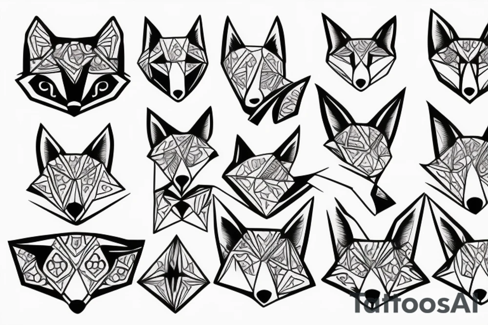 geometry right fox face tattoo idea