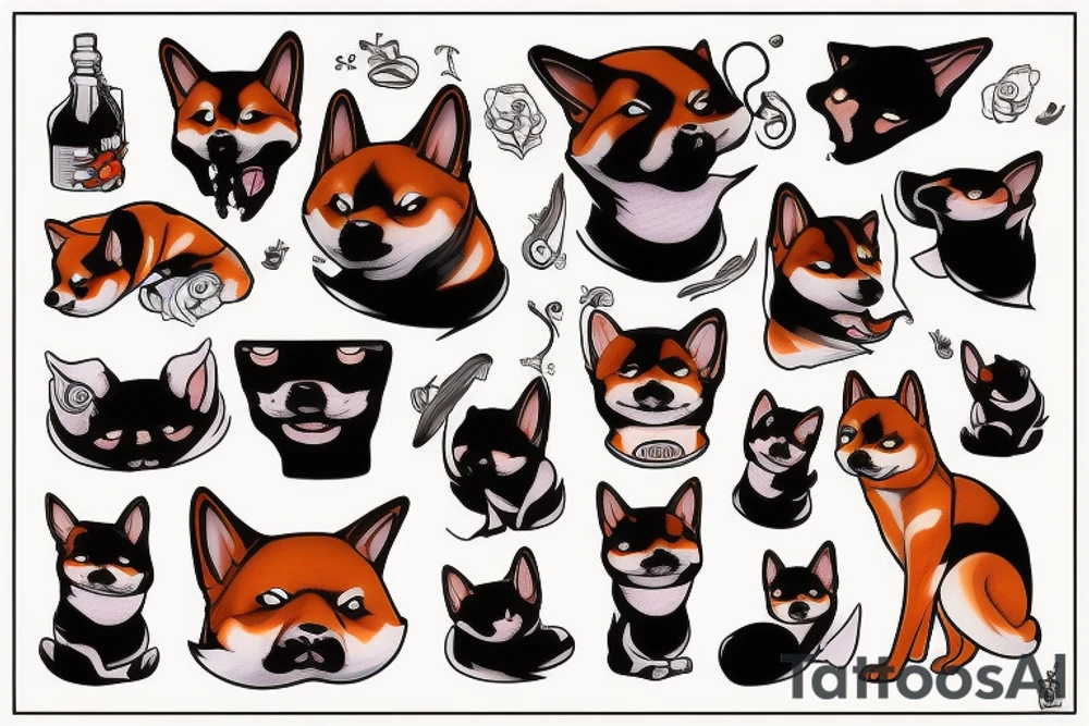 Shiba inu demon tattoo idea