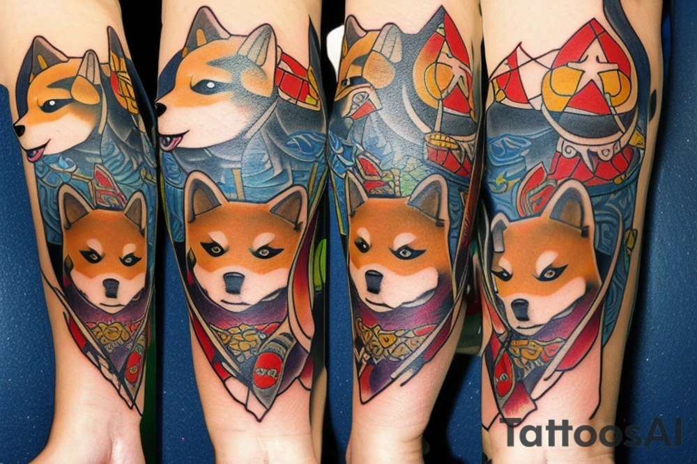 Shiba inu warrior tattoo idea