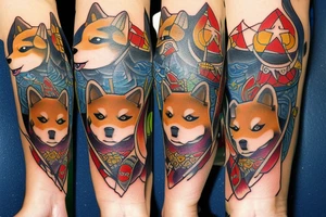 Shiba inu warrior tattoo idea