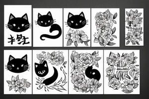 black cat, nature, positive vibes tattoo idea