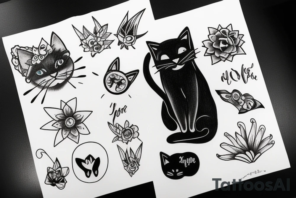 black cat, nature, positive vibes tattoo idea