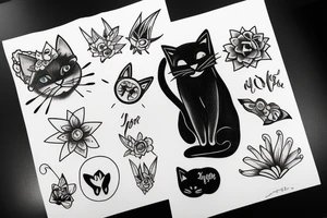 black cat, nature, positive vibes tattoo idea