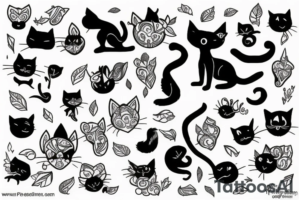 black cat, nature, positive vibes tattoo idea