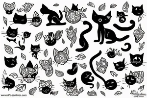 black cat, nature, positive vibes tattoo idea