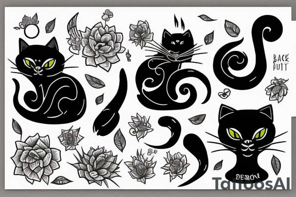black cat, nature, positive vibes tattoo idea
