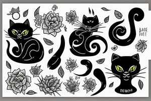 black cat, nature, positive vibes tattoo idea
