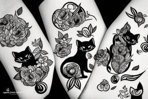 black cat, nature, positive vibes tattoo idea