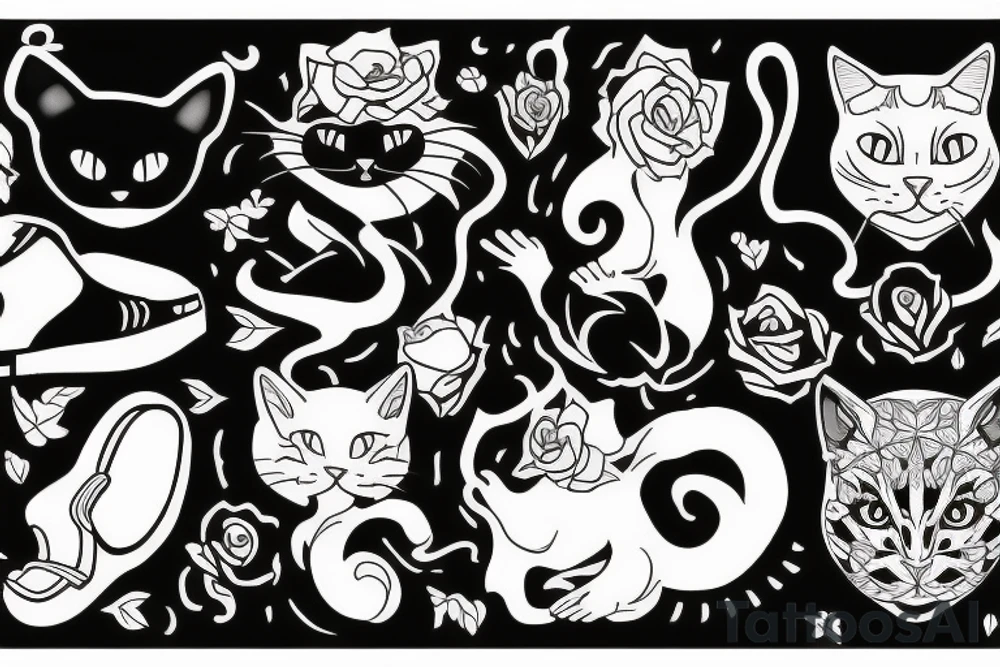 black cat, nature, skater tattoo idea
