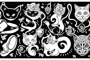 black cat, nature, skater tattoo idea