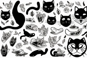black cat, nature, skater tattoo idea